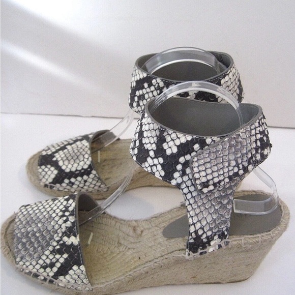 VINCE Sophie Espadrille Snakeskin Leather Wedge Sandals Size 11 - Picture 2 of 7
